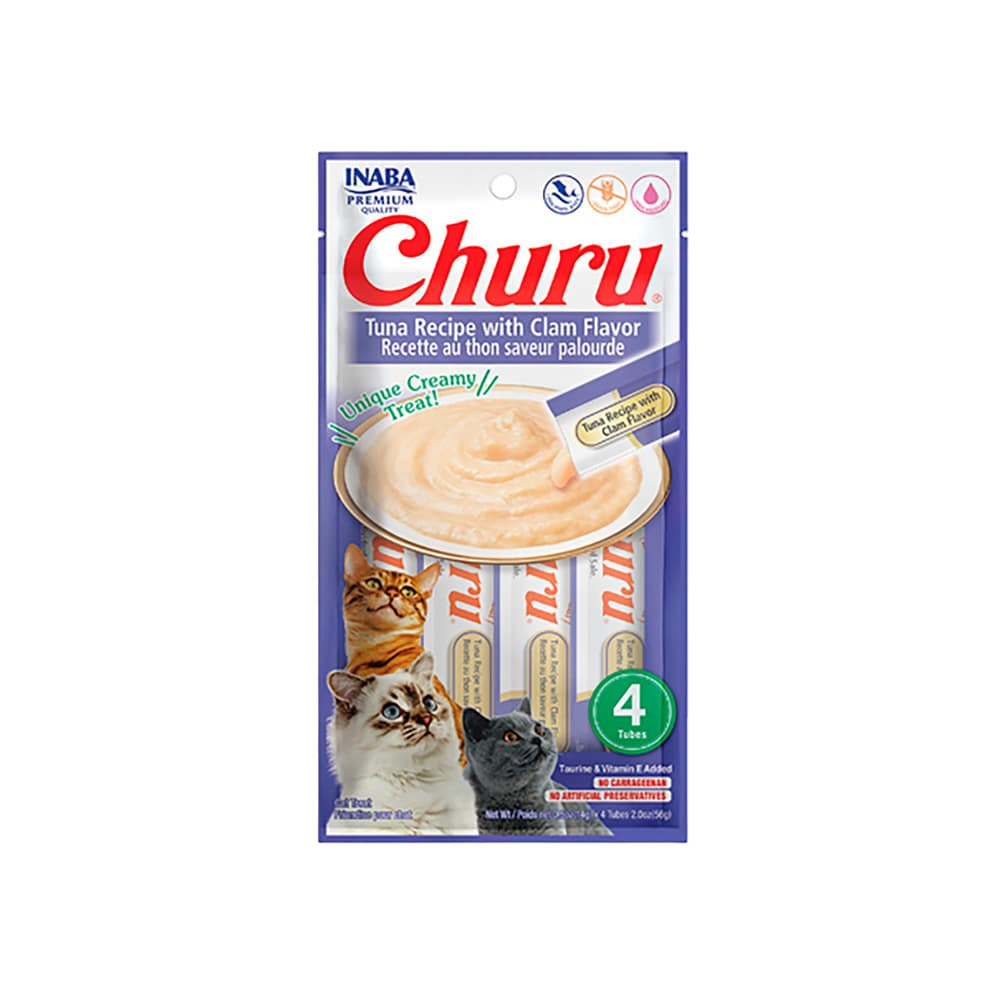 CHURU GATO X 4 UND TUNA RECIPE WITH CLAM FLAVOR (LILA)