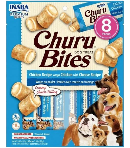 CHURU PERRO BITES CHICKEN RECIPE WRAPS CHEESE RECIPE (AZUL) X 8 UND