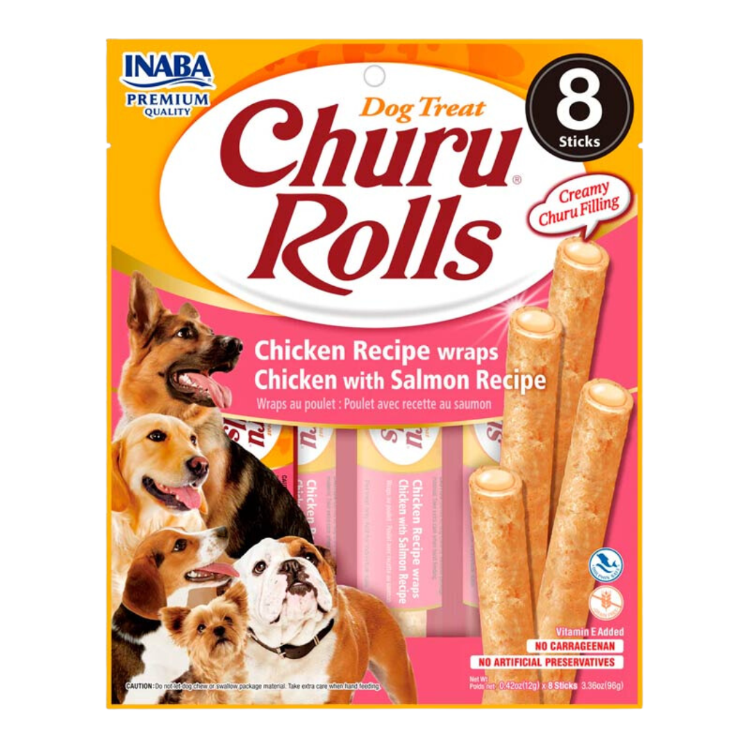 CHURU PERRO ROLLS X 8 UND CHICKEN Y SALMON