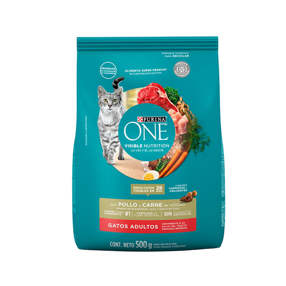 ONE GATO ADULTO POLLO Y CARNE X 500GR