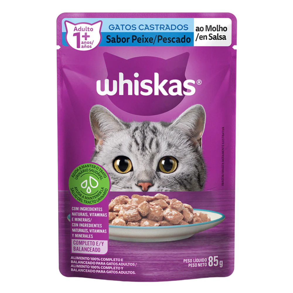 WHISKAS POUCH GATO CASTRADO PESCADO