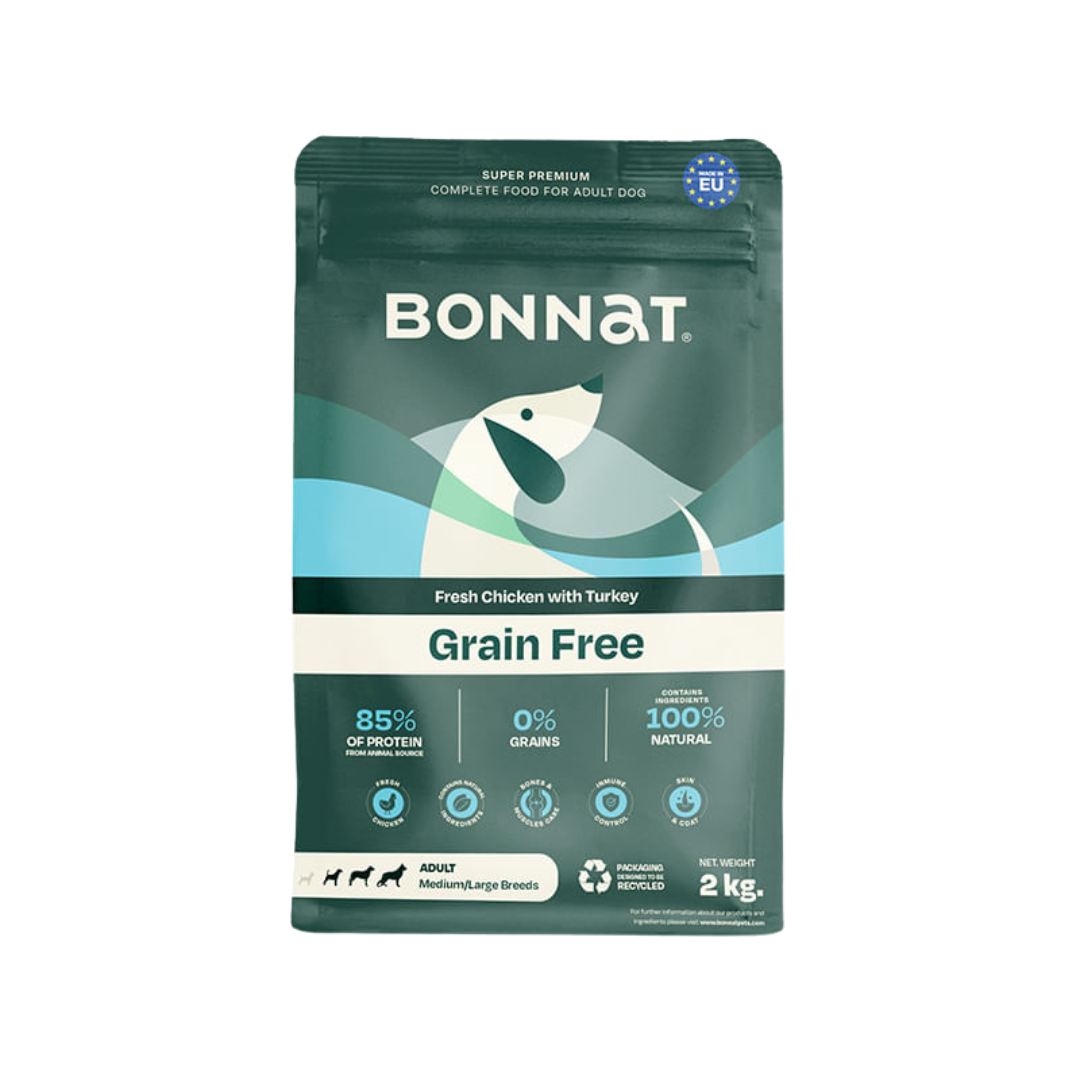 BONNAT GRAIN FREE PERRO ADULTO RAZA MEDIANA X 2KG