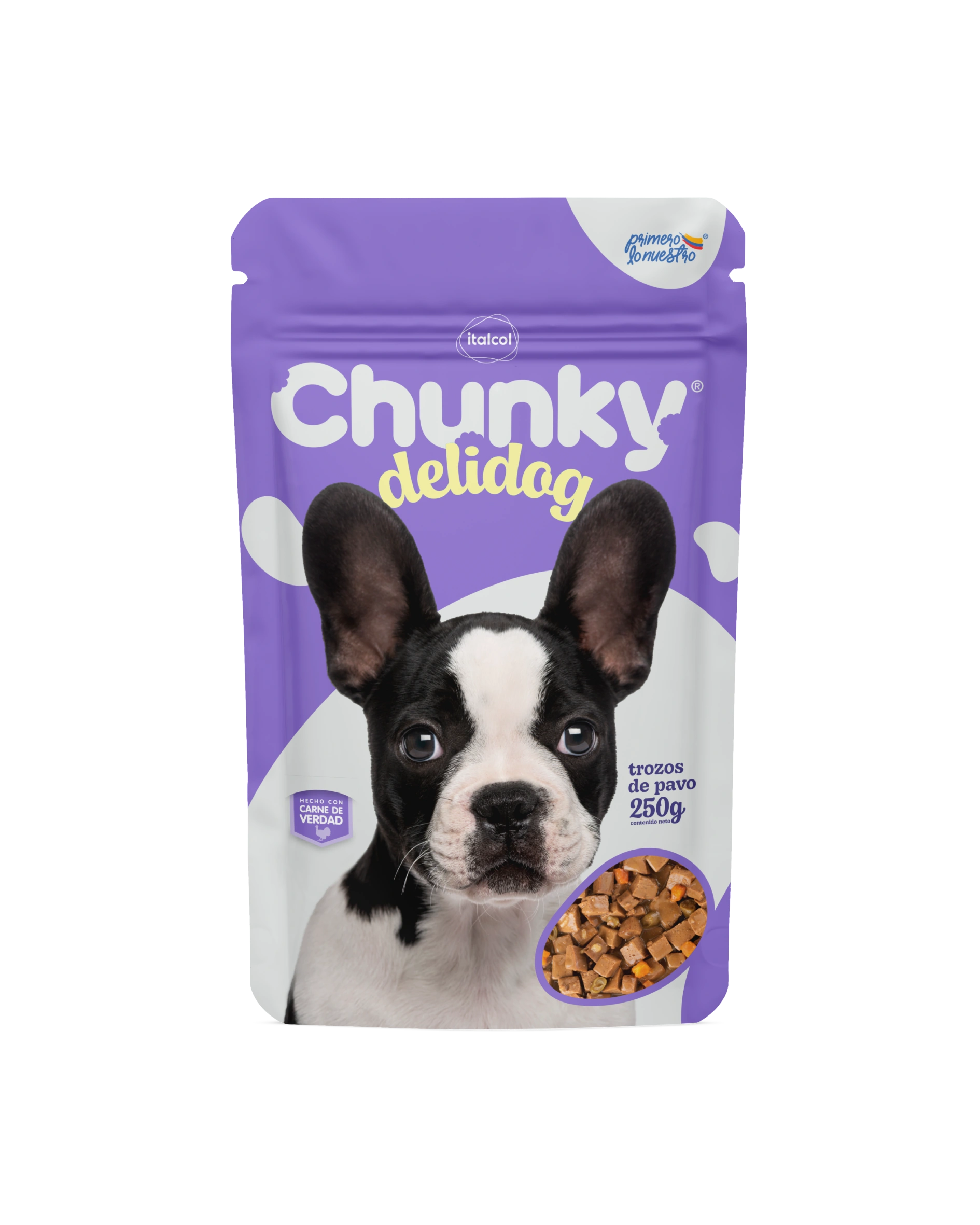 CHUNKY SOBRE PERRO PAVO