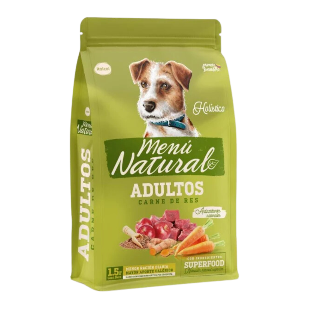 MENU NATURAL PERRO SABOR RES X 1.5KG (VERDE) 