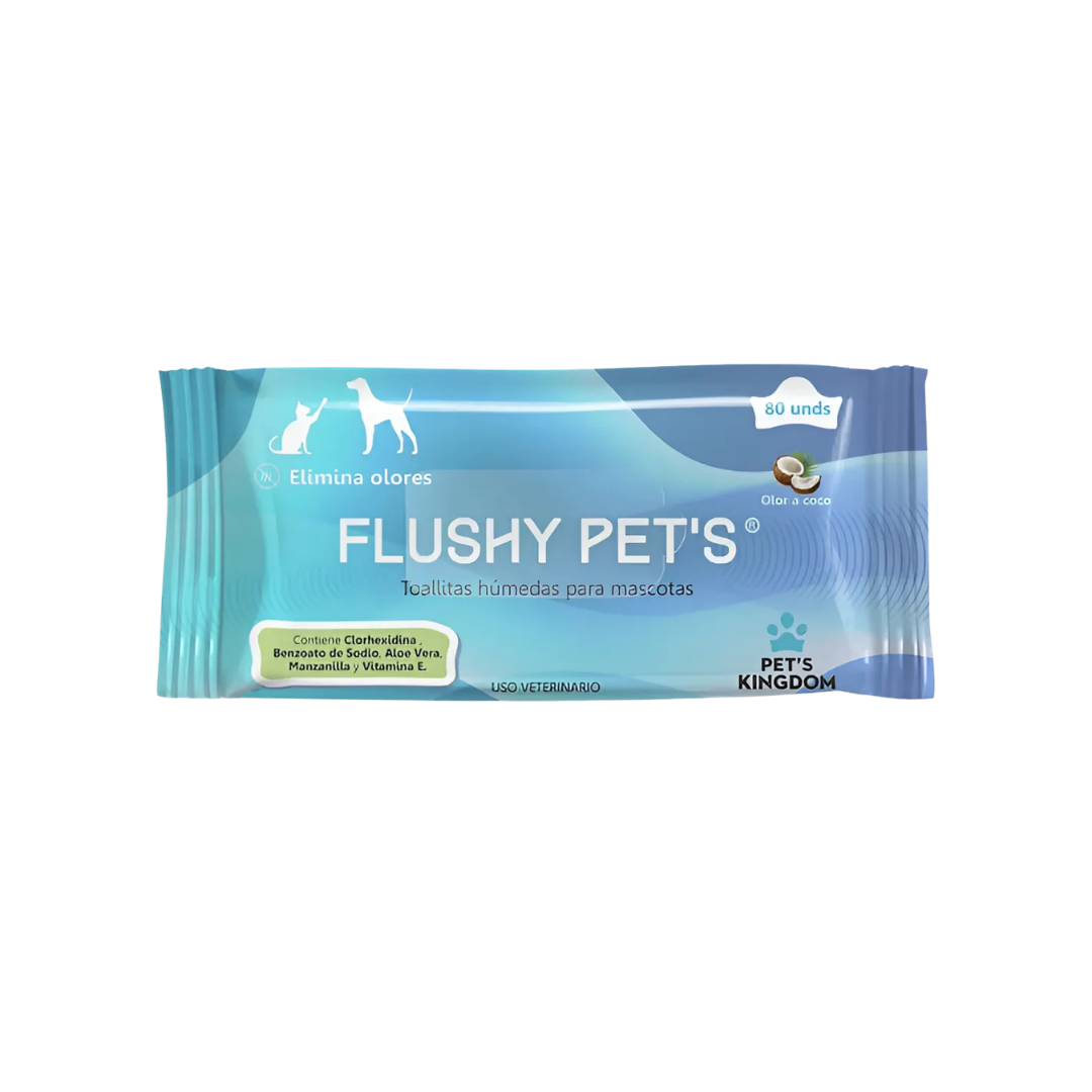 PAÑITOS HUMEDOS FLUSHY PETS X 80 UNDS PETS KINGDOM