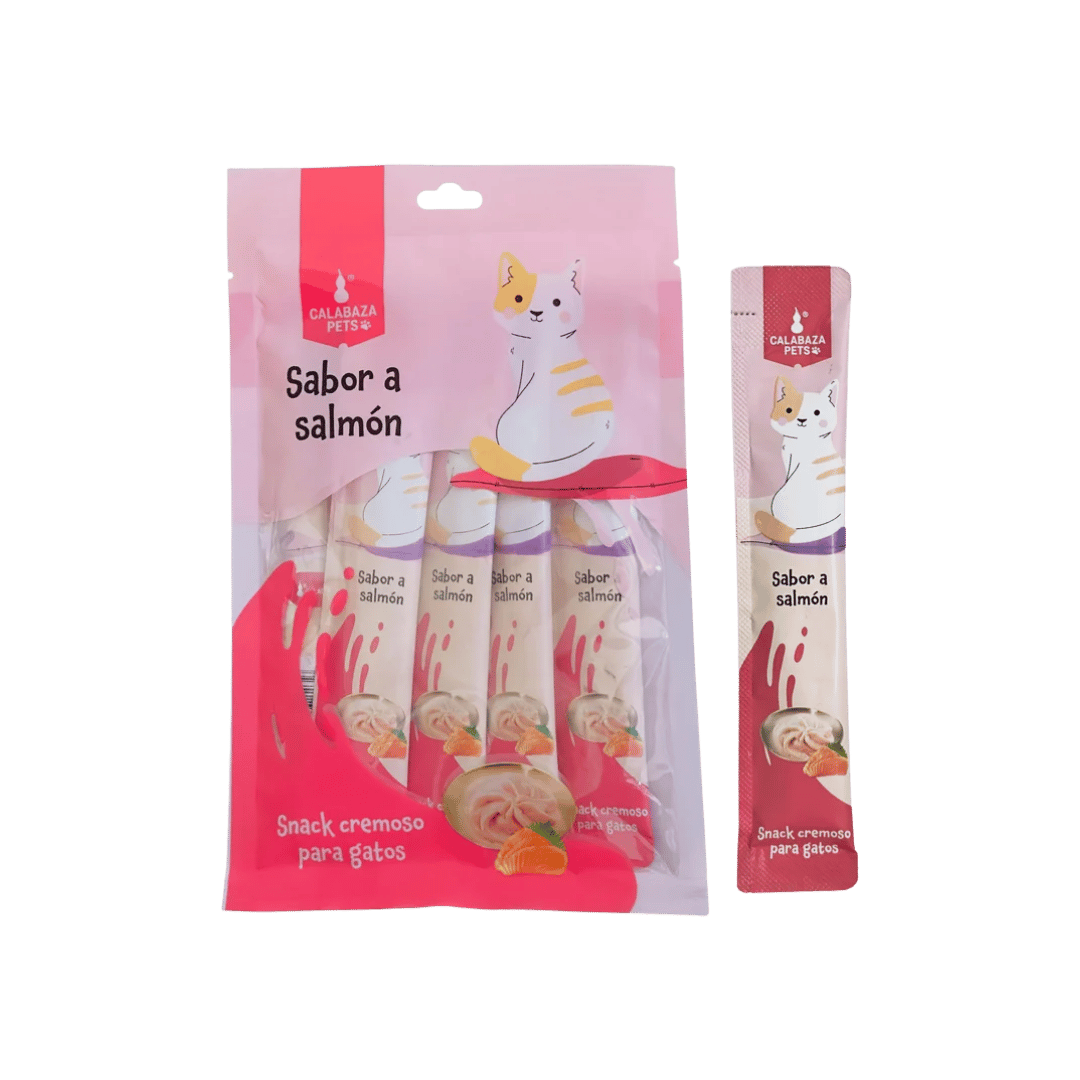 SNACK CREMOSO PARA GATOS SABOR SALMON CALABAZA X 4UND